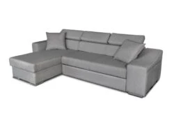 Canapé D'Angle ELONA Convertible En Tissu Gris Clair Avec Poufs De Rangement à Droite -Deco.fr Soldes Boutique canape 14641757