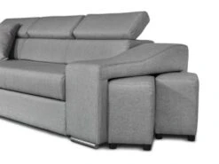 Canapé D'Angle ELONA Convertible En Tissu Gris Clair Avec Poufs De Rangement à Droite -Deco.fr Soldes Boutique canape 14641761