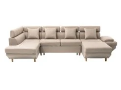 Canapé D'Angle Panoramique MAIA Convertible En Tissu - Angle Gauche, Beige