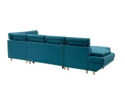 Canapé D'Angle Panoramique MAIA Convertible En Tissu - Angle Droit, Bleu Canard -Deco.fr Soldes Boutique canape 14643977