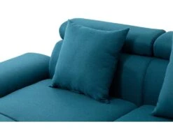 Canapé D'Angle Panoramique MAIA Convertible En Tissu - Angle Droit, Bleu Canard -Deco.fr Soldes Boutique canape 14643981