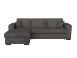 Canapé D'angle FUJI XL Convertible Avec Coffre En Tissu - Angle Gauche, Gris Anthracite