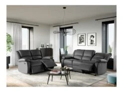 Canapé Relaxation 3 Places Simili Cuir DETENTE - Gris -Deco.fr Soldes Boutique canape 14650117