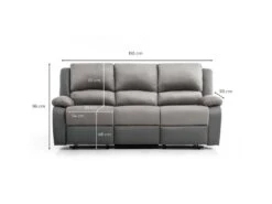 Canapé Relaxation 3 Places Microfibre Et Simili DETENTE - Blanc Et Gris -Deco.fr Soldes Boutique canape 14650153