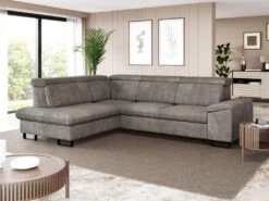 Canapé D'angle Gauche Convertible En Velours Gris DIMARO 16 Canapé D'angle Gauche Convertible En Velours Gris DIMARO -Deco.fr Soldes Boutique canape 14651201