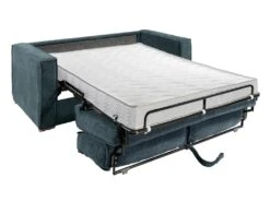 Canapé 3 Places Convertible Express En Velours Côtelé Bleu - Couchage 140 Cm - Matelas 14 Cm LORETO -Deco.fr Soldes Boutique canape 14803031