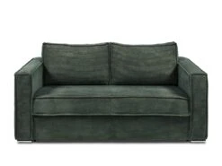 Canapé 3 Places Convertible Express En Velours Côtelé Vert Sapin - Couchage 140 Cm - Matelas 22 Cm LORETO -Deco.fr Soldes Boutique canape 14806373