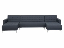 Canapé Panoramique Convertible En Tissu Gris Foncé 5 Places ABERDEEN 11 Canapé Panoramique Convertible En Tissu Gris Foncé 5 Places ABERDEEN -Deco.fr Soldes Boutique canape 14825857