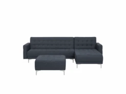 Canapé Angle Gauche Convertible En Tissu Gris Foncé 4 Places Avec Pouf ABERDEEN -Deco.fr Soldes Boutique canape 14826613
