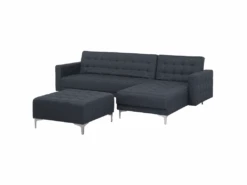 Canapé Angle Gauche Convertible En Tissu Gris Foncé 4 Places Avec Pouf ABERDEEN -Deco.fr Soldes Boutique canape 14826621