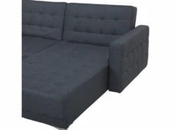 Canapé Angle Gauche Convertible En Tissu Gris Foncé 4 Places Avec Pouf ABERDEEN -Deco.fr Soldes Boutique canape 14826629