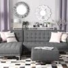 Canapé Angle Droite Convertible En Tissu Gris 4 Places ABERDEEN