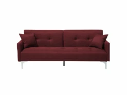 Canapé Convertible 3 Places En Tissu Rouge LUCAN -Deco.fr Soldes Boutique canape 14828481