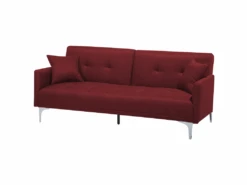 Canapé Convertible 3 Places En Tissu Rouge LUCAN -Deco.fr Soldes Boutique canape 14828487