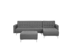 Canapé Angle Gauche Convertible En Tissu Gris Clair 4 Places Avec Pouf ABERDEEN -Deco.fr Soldes Boutique canape 14876759