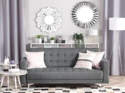 Canapé Convertible 3 Places En Tissu Gris Clair ABERDEEN