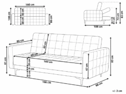 Canapé Convertible 3 Places En Tissu Gris Graphite ABERDEEN -Deco.fr Soldes Boutique canape 14927481