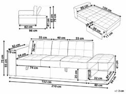 Canapé Convertible 3 Places En Tissu Bleu Marine FALSTER -Deco.fr Soldes Boutique canape 14927719