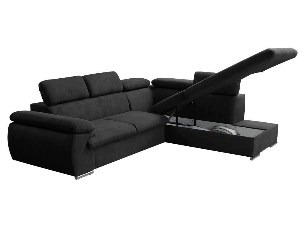 Canapé D'angle Convertible En Tissu Avec Coffre De Rangement FABIEN - Noir - Angle Droit 2 Canapé D'angle Convertible En Tissu Avec Coffre De Rangement FABIEN - Noir - Angle Droit – Image 2