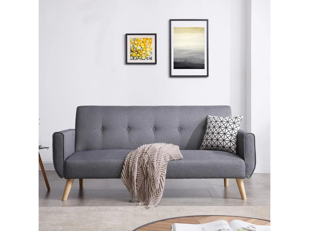 Berlin Gris : Canapé Scandinave Convertible 3 Places Gris 1 Berlin Gris : Canapé Scandinave Convertible 3 Places Gris
