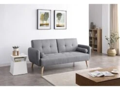 Leskä Gris : Canapé Scandinave Convertible 3 Places Gris 17 Leskä Gris : Canapé Scandinave Convertible 3 Places Gris -Deco.fr Soldes Boutique canape 15000545