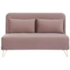 Banquette Convertible 2 Places - Velours Rose Pieds Doré - Style Scandinave - L 130 X P 90 X H 81 Cm - DEPLO