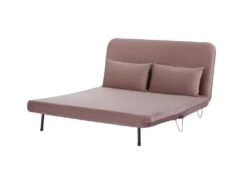 Banquette Convertible 2 Places - Velours Rose Pieds Doré - Style Scandinave - L 130 X P 90 X H 81 Cm - DEPLO -Deco.fr Soldes Boutique canape 15019161