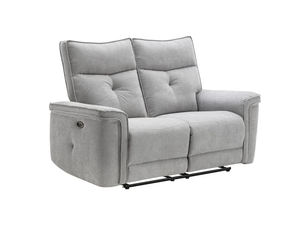 Canapé 2 Places Relax électrique En Tissu Gris BENJAMIN 2 Canapé 2 Places Relax électrique En Tissu Gris BENJAMIN – Image 2