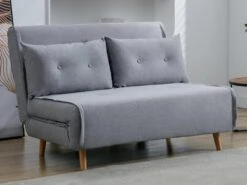 Canapé 2 Places Convertible En Tissu Gris Clair URIBIA -Deco.fr Soldes Boutique canape 15882745