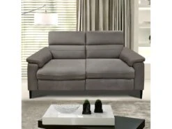 Canapé Relax 2 Places Tissu Microfibre Taupe Avec Prise USB - CHOPPER