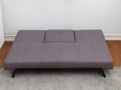 Canapé Convertible Clic-clac En Tissu PRAGUE Avec Dossier Central Rabattable - Gris -Deco.fr Soldes Boutique canape 159307