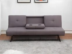 Canapé Convertible Clic-clac En Tissu PRAGUE Avec Dossier Central Rabattable - Gris -Deco.fr Soldes Boutique canape 159309