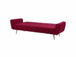 Canapé Convertible 3 Places En Velours Rouge Bordeaux SELNES 14 Canapé Convertible 3 Places En Velours Rouge Bordeaux SELNES -Deco.fr Soldes Boutique canape 16167341