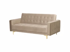 Canapé Convertible 3 Places En Velours Beige Sable ABERDEEN 11 Canapé Convertible 3 Places En Velours Beige Sable ABERDEEN -Deco.fr Soldes Boutique canape 16167635