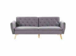Canapé Convertible 2 Places En Velours Gris BARDU