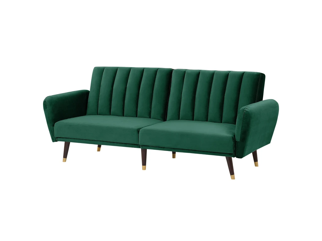 Canapé Convertible 3 Places En Velours Vert Foncé VIMMERBY 4 Canapé Convertible 3 Places En Velours Vert Foncé VIMMERBY – Image 4