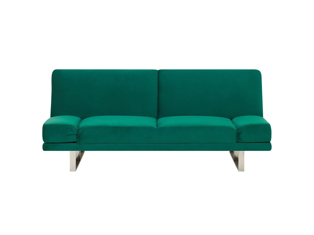 Canapé Convertible 2 Places En Velours Vert YORK 1 Canapé Convertible 2 Places En Velours Vert YORK