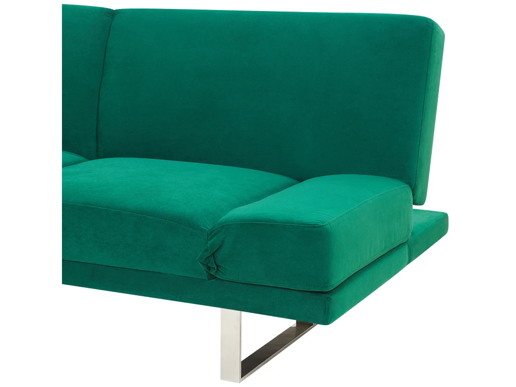 Canapé Convertible 2 Places En Velours Vert YORK 8 Canapé Convertible 2 Places En Velours Vert YORK – Image 8