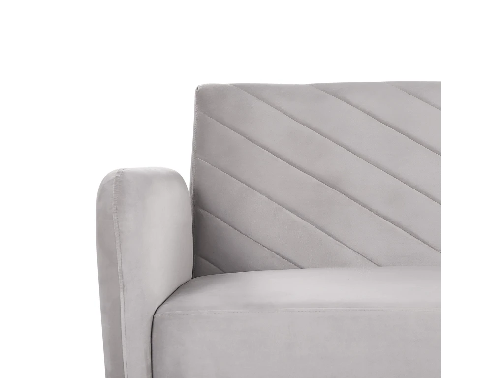 Canapé Convertible 3 Places En Velours Gris Clair SENJA 8 Canapé Convertible 3 Places En Velours Gris Clair SENJA – Image 8