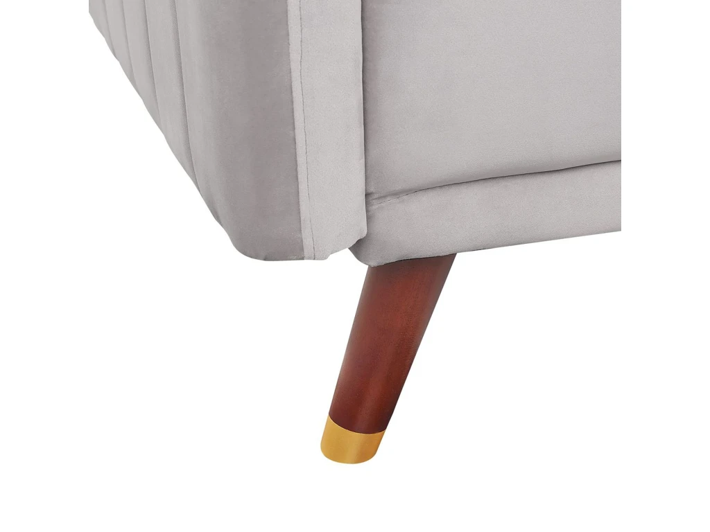 Canapé Convertible 3 Places En Velours Gris Clair SENJA 10 Canapé Convertible 3 Places En Velours Gris Clair SENJA – Image 10