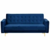 Canapé Convertible 3 Places En Velours Bleu Marine ABERDEEN