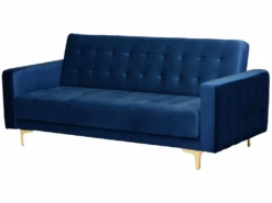 Canapé Convertible 3 Places En Velours Bleu Marine ABERDEEN -Deco.fr Soldes Boutique canape 16174539