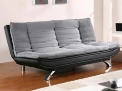 Canapé Convertible Clic-clac En Tissu Et Simili DEMIDO III - Gris Et Noir