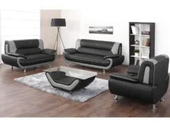 Canapé 3 Places En Simili NIGEL - Bicolore Noir Et Gris -Deco.fr Soldes Boutique canape 165502