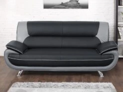 Canapé 3 Places En Simili NIGEL - Bicolore Noir Et Gris