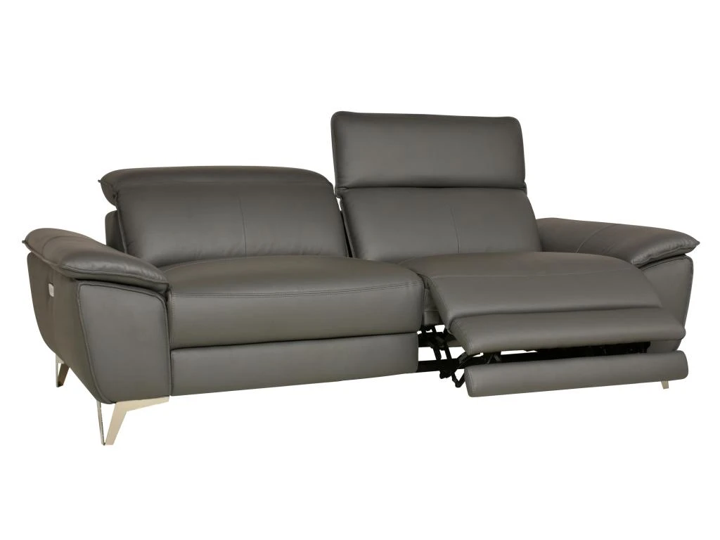 Canapé 3 Places Relax électrique En Cuir SPARTE - Anthracite 2 Canapé 3 Places Relax électrique En Cuir SPARTE - Anthracite – Image 2