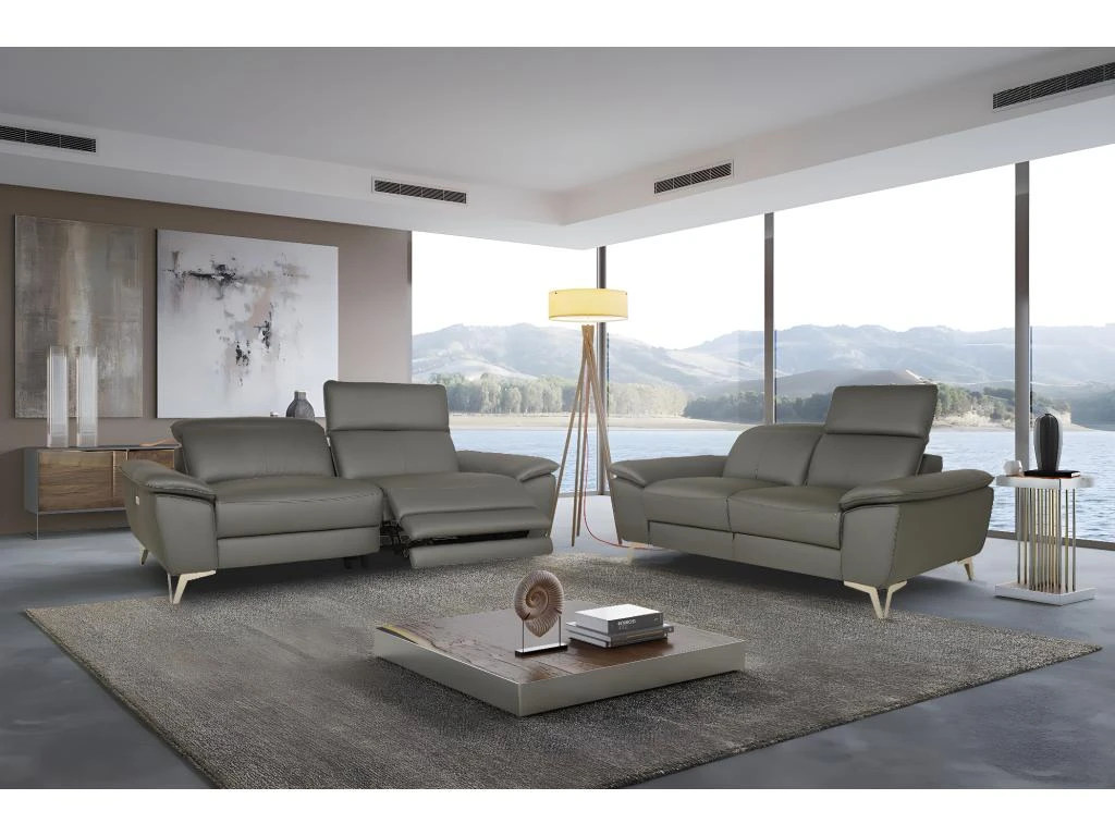 Canapé 3 Places Relax électrique En Cuir SPARTE - Anthracite 3 Canapé 3 Places Relax électrique En Cuir SPARTE - Anthracite – Image 3