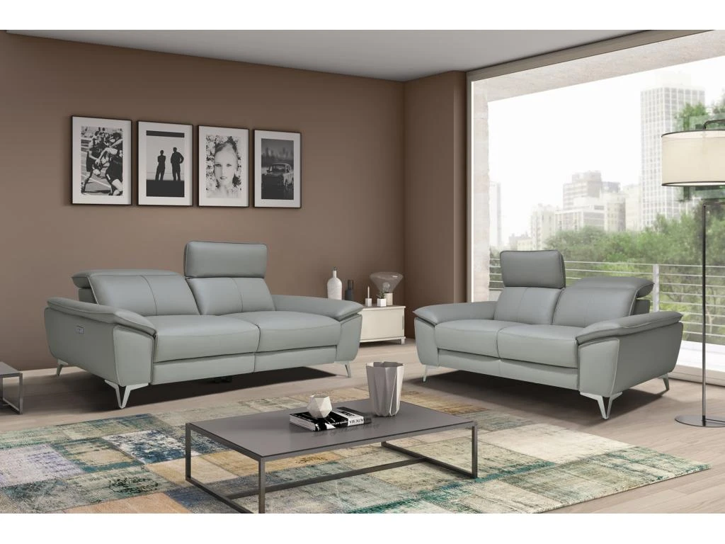 Canapé 3 Places Relax électrique En Cuir Et Simili SPARTE - Taupe 6 Canapé 3 Places Relax électrique En Cuir Et Simili SPARTE - Taupe – Image 6