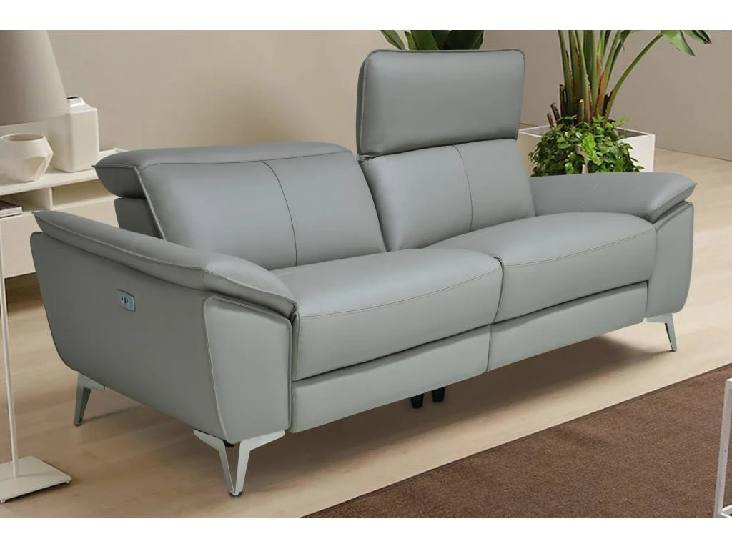 Canapé 3 Places Relax électrique En Cuir Et Simili SPARTE - Taupe 1 Canapé 3 Places Relax électrique En Cuir Et Simili SPARTE - Taupe