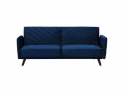 Canapé Convertible 3 Places En Velours Bleu Marine SENJA